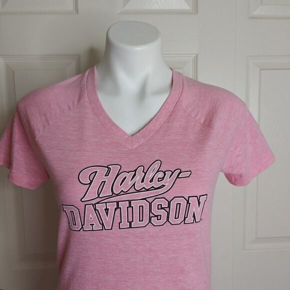 Harley Davidson pink label V-neck logo tee sz M - Picture 5 of 13